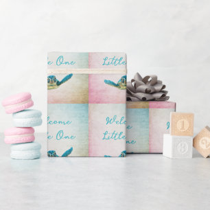 Papier Cadeau Baby Sea Turtle Bienvenue Little One