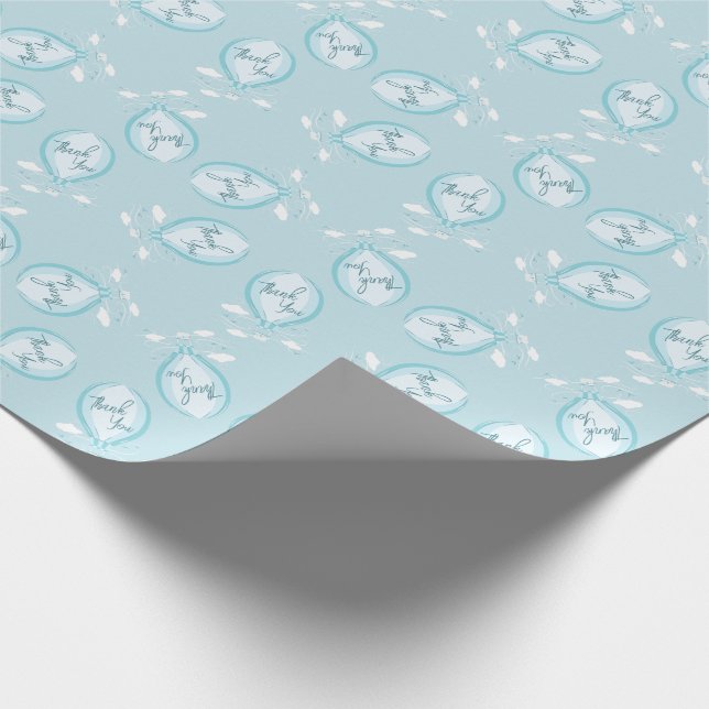 Papier Cadeau Baby shower à bulle à air chaud Merci bleu (Coin)