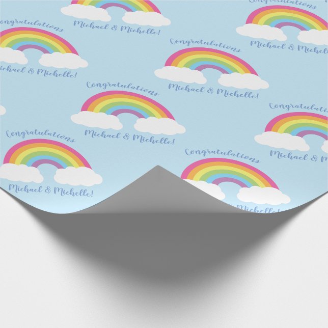 Papier Cadeau Baby shower arc-en-ciel (Coin)