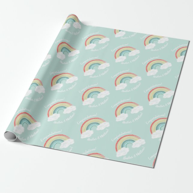 Papier Cadeau Baby shower arc-en-ciel Boho (Déroulé)