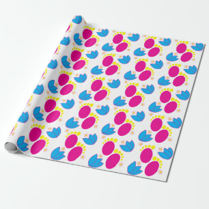 Papier Cadeau Baby shower bébé fille bébé pieds colorés Floral