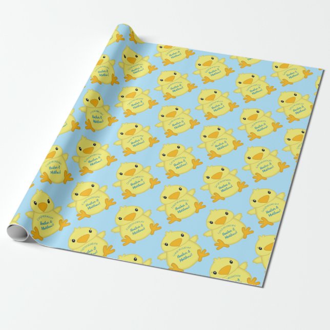 Papier Cadeau Baby shower blanc (Déroulé)