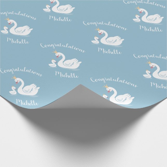 Papier Cadeau Baby shower Blue Boy Swan (Coin)