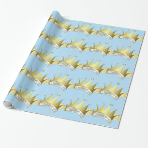 Papier Cadeau Baby shower Blue et Gold Little Prince