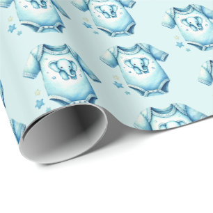 Papier Cadeau Baby shower carrelé mignon pour garçons