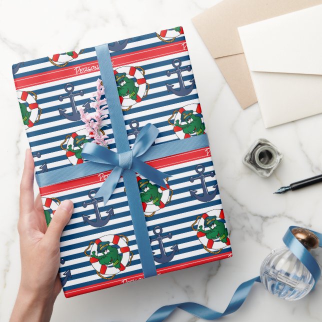 Papier Cadeau Baby shower d'alligator nautique / Anniversaire de (Cadeaux)