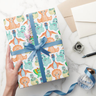 Papier Cadeau Baby shower d'anniversaire de Dinosaur