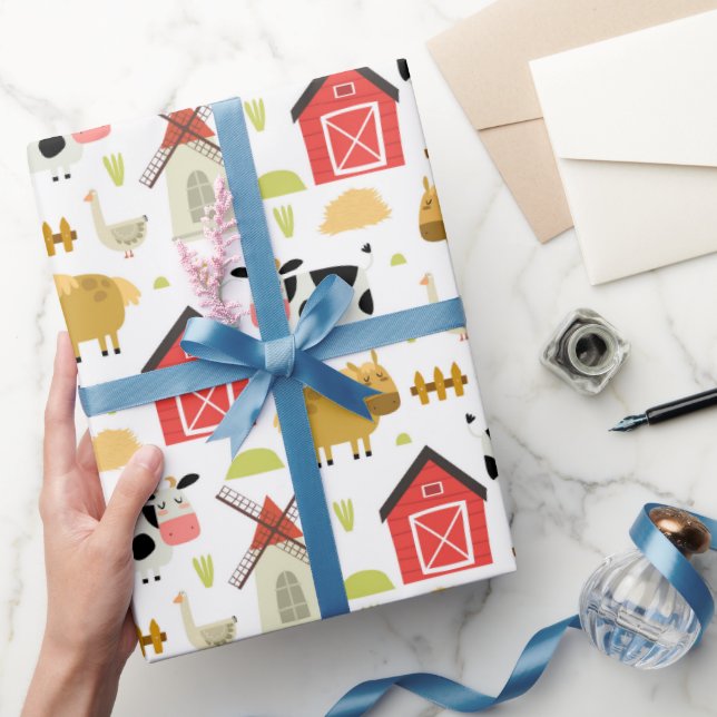 Papier Cadeau Baby shower d'anniversaire de ferme (Cadeaux)