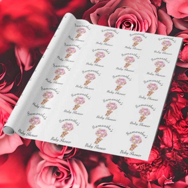 Papier Cadeau Baby shower de ballon en teddy blanc (Bring your dream party to life with our selection of quality Teddy Bear themed party supplies )