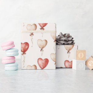 Papier Cadeau Baby shower de ballons de coeur à crème rouge