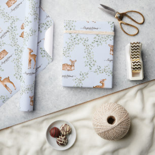 Papier Cadeau Baby shower de cerfs de bois