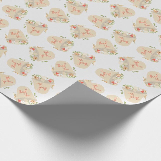 Papier Cadeau Baby shower de champignons de bois Merci (Coin)