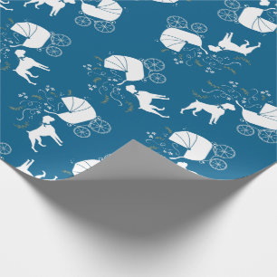 Papier Cadeau Baby shower de Chien de Boxe Garçon bleu
