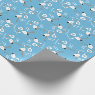Papier Cadeau Baby shower de cigogne Blue Boy