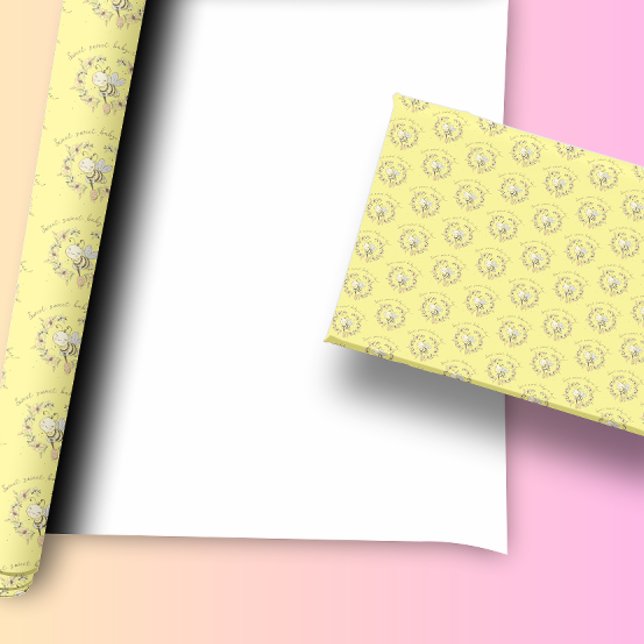 Papier Cadeau Baby shower de couronne d'abeilles (See our entire  Whimsical Bee Wreath Baby Shower Collection for matching products)