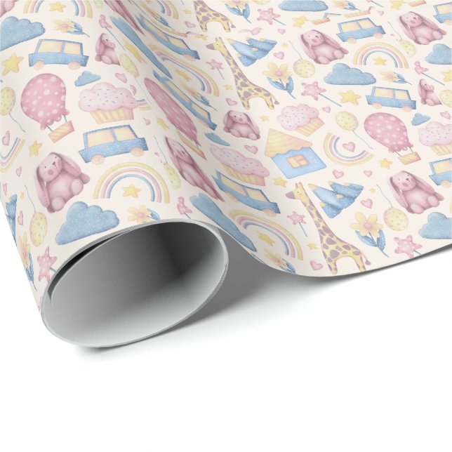 Papier Cadeau Baby shower de Cute Boho (Coin rond)