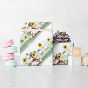 Papier Cadeau Baby shower de fille de tournesol de vache