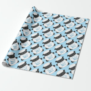 Papier Cadeau Baby shower de mouton bleu