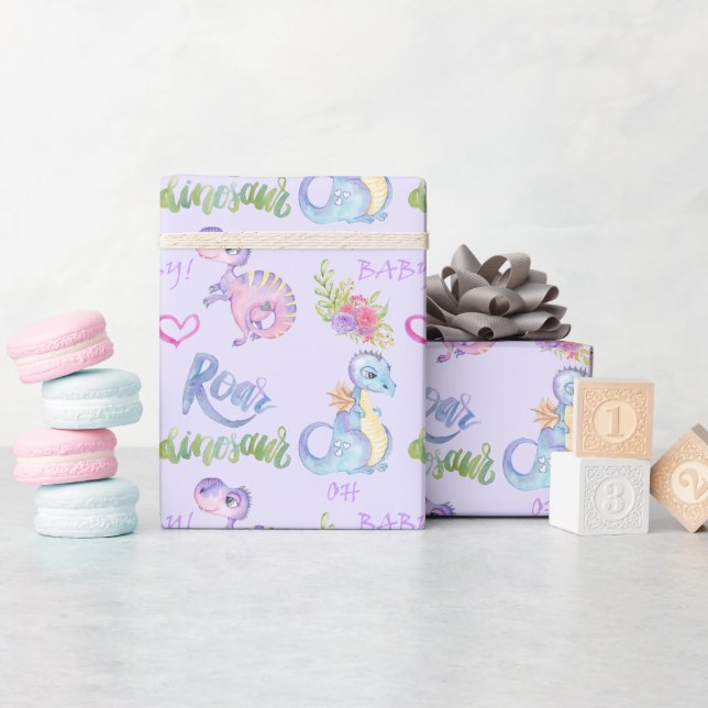 Papier Cadeau Baby shower de petits dinosaures (Baby Shower)