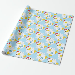 Papier Cadeau Baby shower de poulet Blue Boy