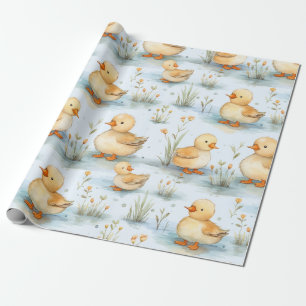 Papier Cadeau Baby shower de printemps mignon Duckling Sexe Révé