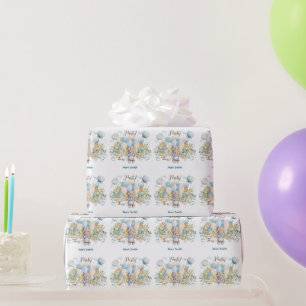 Papier Cadeau Baby shower de tennis pour bébé garçon bleu thème