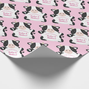 Papier Cadeau Baby shower de vache rose