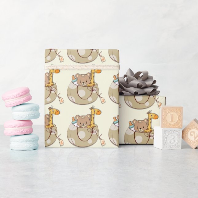 Papier Cadeau Baby shower des bébés animaux (Baby Shower)