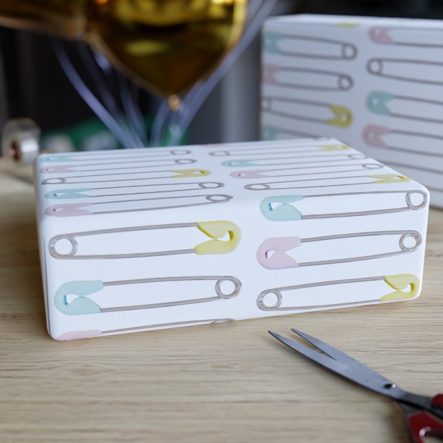 Papier Cadeau Baby shower des broches de sécurité de couches (Créateur téléchargé)