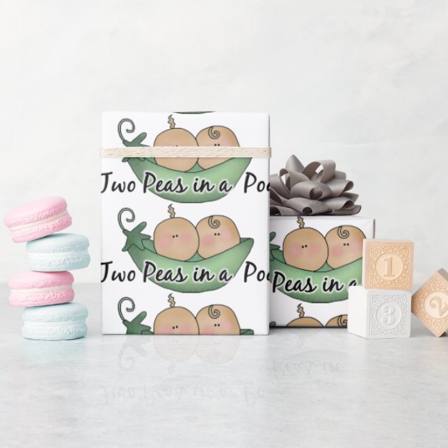 Papier Cadeau baby shower Deux pois dans un papier d'emballage P (Baby Shower)