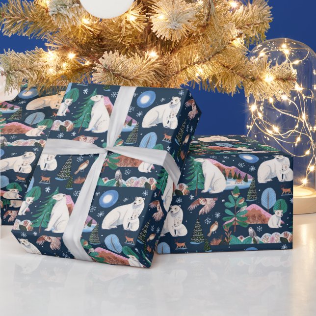 Papier Cadeau Baby shower d'hiver de l'ours polaire (Vacances)