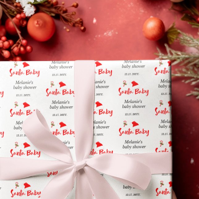 Papier Cadeau Baby shower d'hiver père Noël Baby Christmas (Créateur téléchargé)