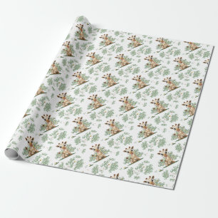 Papier Cadeau Baby shower d'oiseaux girafe