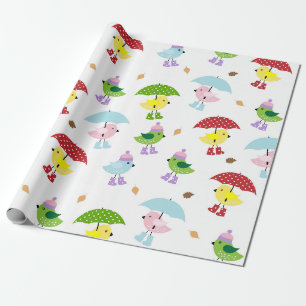 Papier Cadeau Baby shower d'oiseaux mignon Neutre par sexe