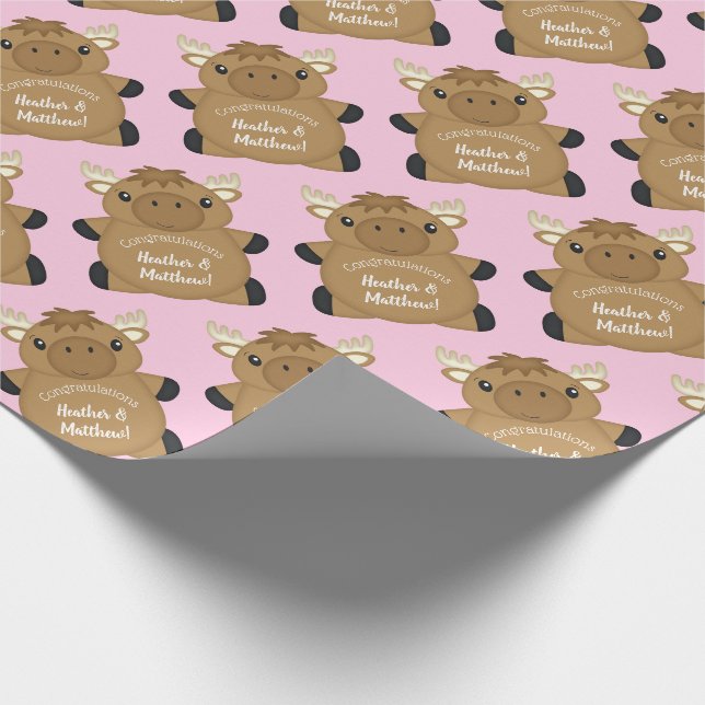 Papier Cadeau Baby shower d'orignal rose (Coin)
