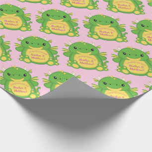 Papier Cadeau Baby shower Dragon rose