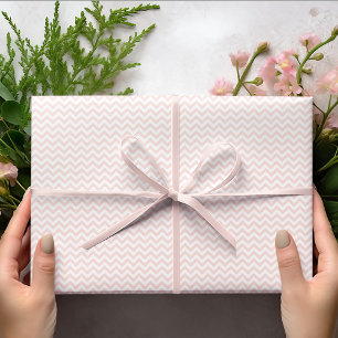 Papier Cadeau Baby shower en rayures clair rose et blanc Chevron