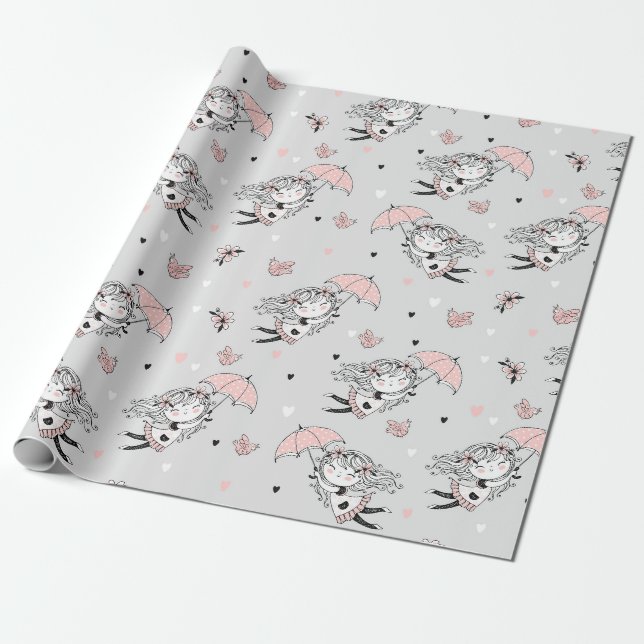 Papier Cadeau Baby shower fille (Déroulé)
