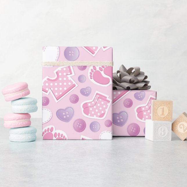 Papier Cadeau Baby shower fille rose (Baby Shower)