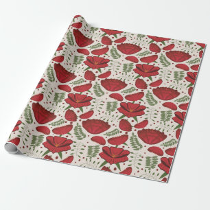 Papier Cadeau Baby shower fleur sauvage Red Poppy