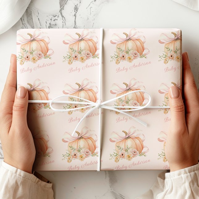 Papier Cadeau Baby shower Floral Citrouille Bow (Créateur téléchargé)