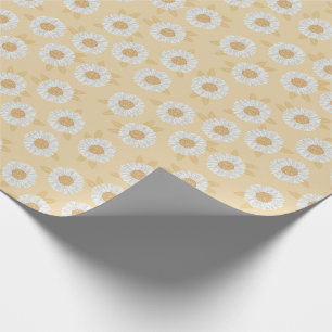 Papier Cadeau Baby shower floral jaune Boho Daisy