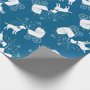 Papier Cadeau Baby shower français de Bulldog Frenchie Blue