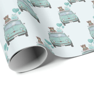 Papier Cadeau Baby shower garçon Fiat 500