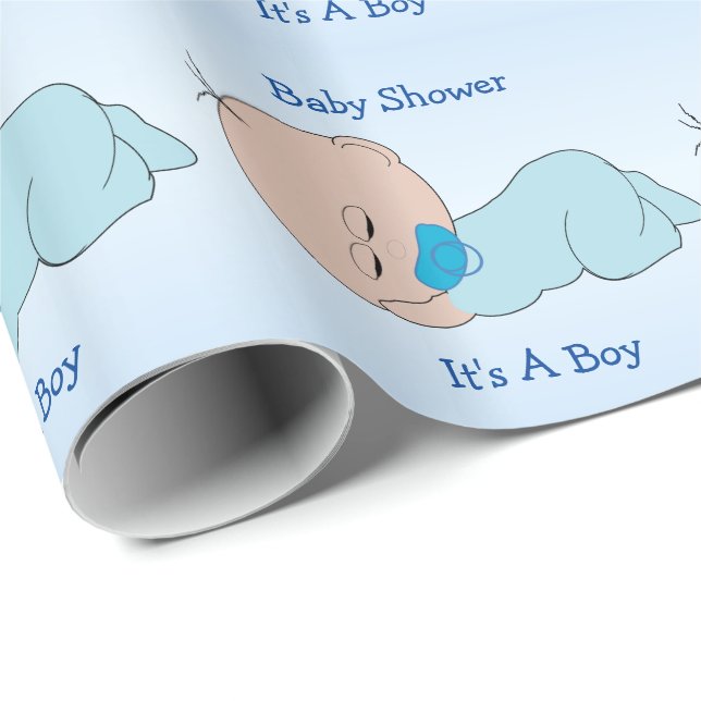Papier Cadeau Baby shower garçon personnalisé (Coin rond)