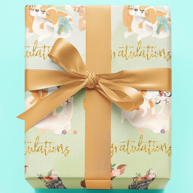 Papier Cadeau Baby shower Mama Baby Animals Félicitations (Créateur téléchargé)
