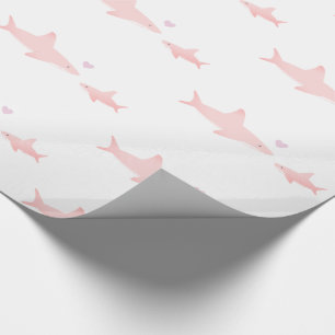 Papier Cadeau Baby shower mignon du blanc   de rose de requins