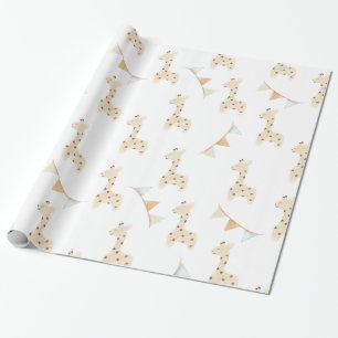 Papier Cadeau Baby shower mignon Giraffe