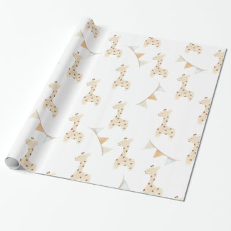 Papier Cadeau Baby shower mignon Giraffe