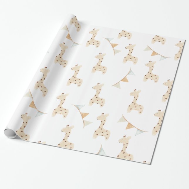 Papier Cadeau Baby shower mignon Giraffe (Déroulé)